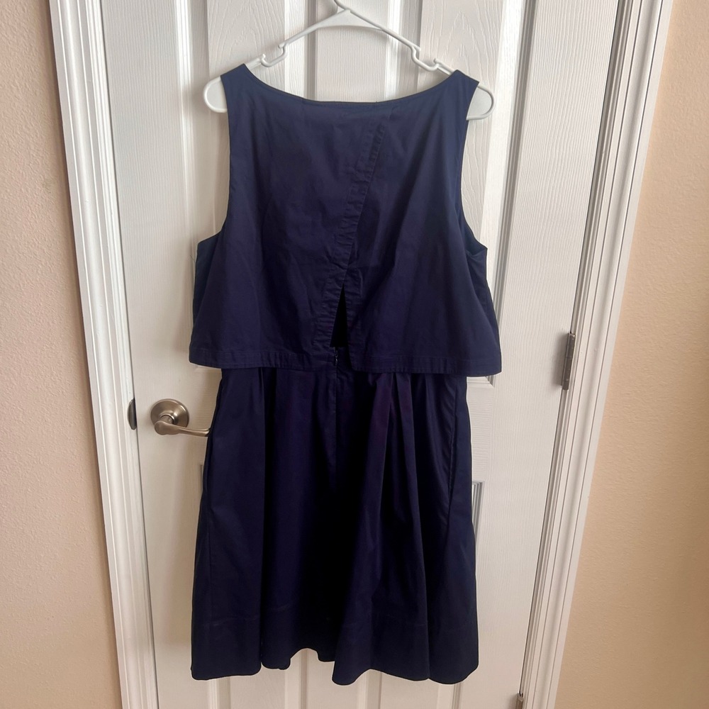 LOFT Dress Women's Size 14 Sleeveless Navy Blue Pleated Career Casual - Picture 5 of 15